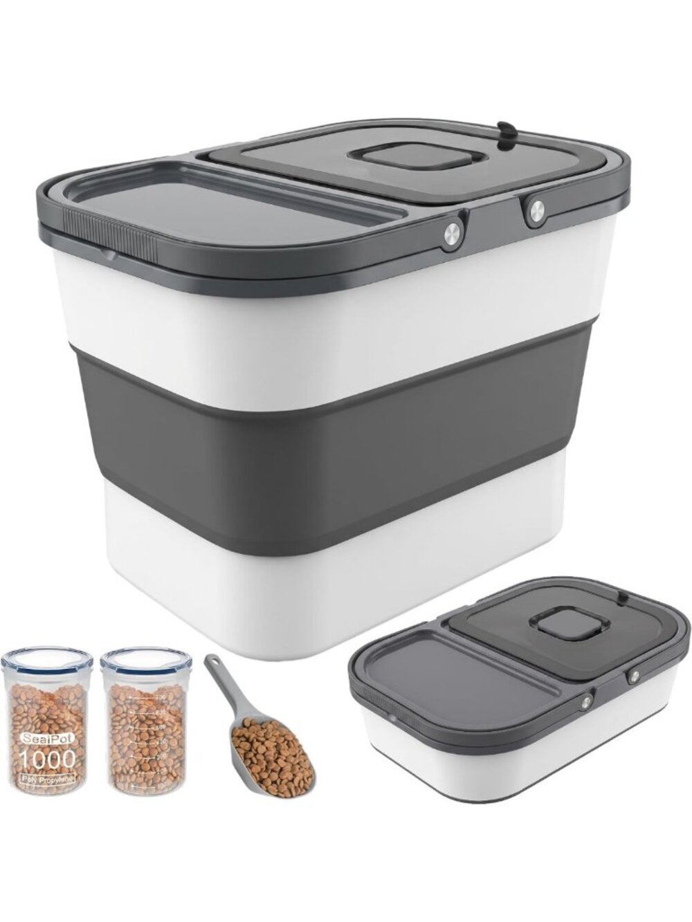 35lbs Collapsible Dog Food Storage Bin with Rolling Wheels - Airtight & Portable